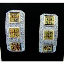 Yellow Sapphire and Diamond Earrings 14 K yellow gold- yellow sapphire are square, faceted, approx. 