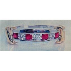 Ruby and Diamond Lady's Ring 14 K yellow and white gold- rubies are round, faeted, approx. 0.25 cara