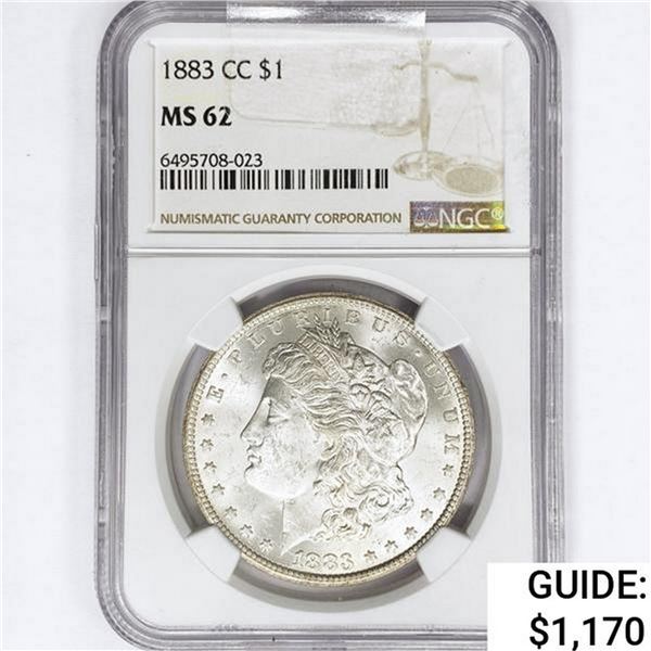 1883-CC Morgan Silver Dollar NGC MS62