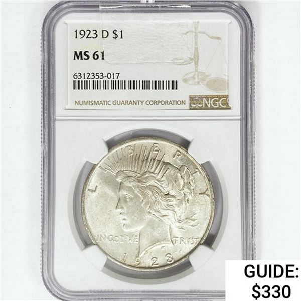 1923-D Silver Peace Dollar NGC MS61