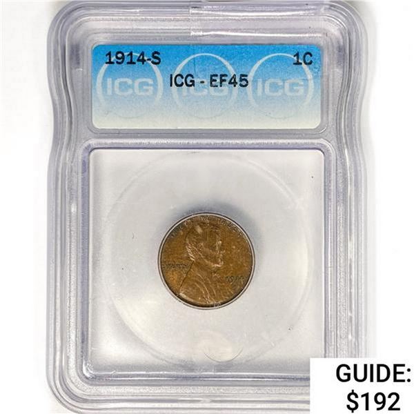 1914-S Wheat Cent ICG EF45