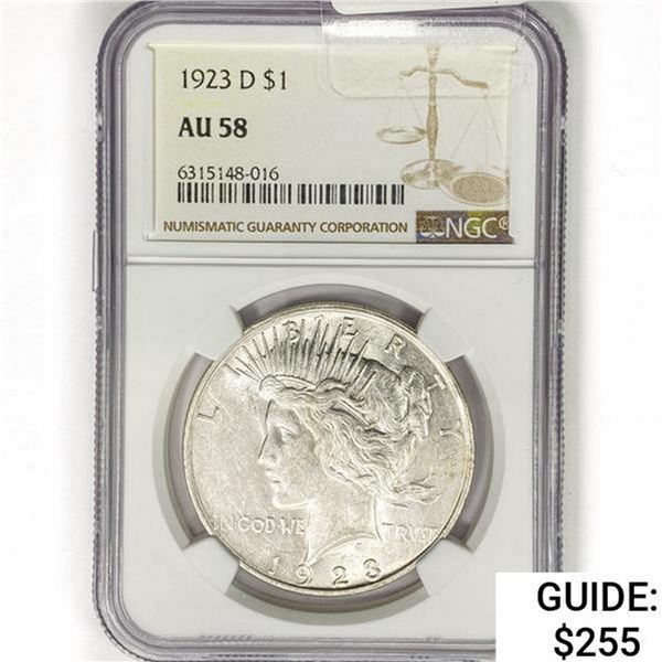 1923-D Silver Peace Dollar NGC AU58