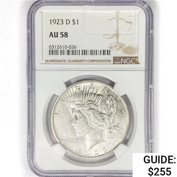 1923-D Silver Peace Dollar NGC AU58