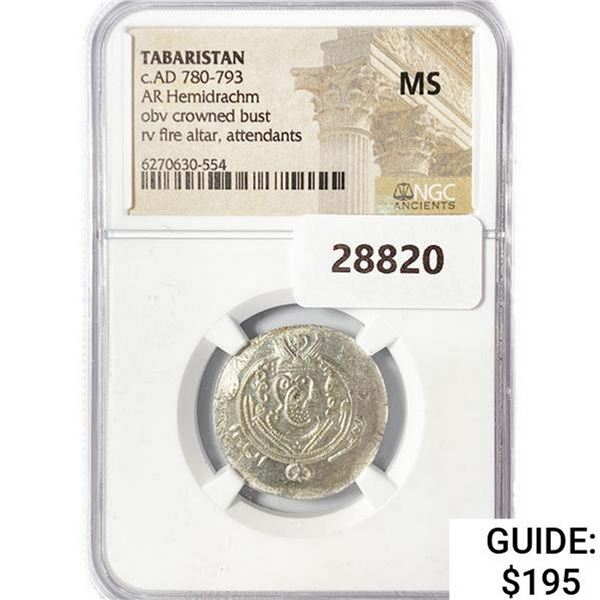 AD 780-793 Tabaristan AR Hemidrachm NGC MS
