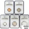 Image 1 : [5] 1965 US Varied Coinage Set NGC MS67 SMS