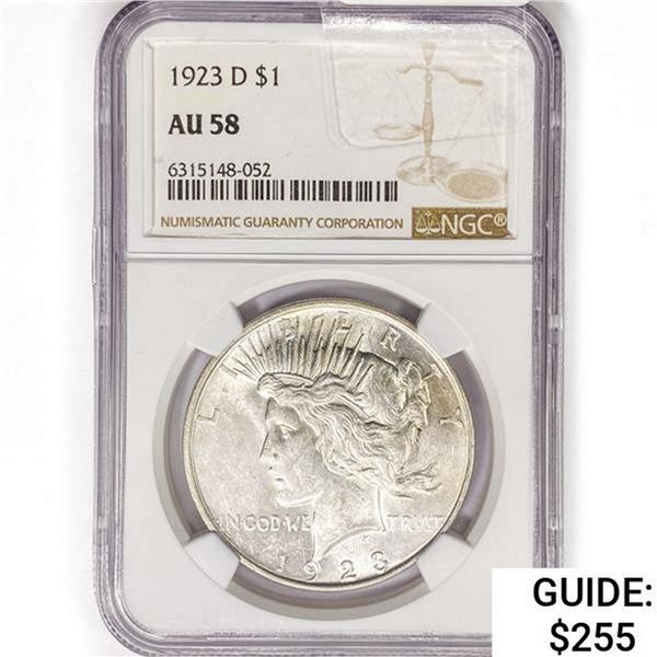 1923-D Silver Peace Dollar NGC AU58