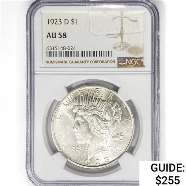 1923-D Silver Peace Dollar NGC AU58