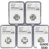 Image 1 : [5] 1955-D Roosevelt Silver Dimes NGC MS66 FT