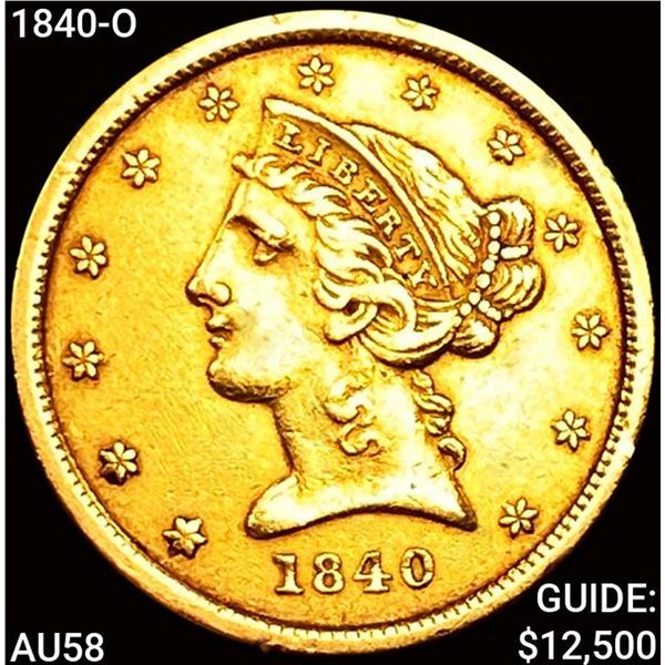 1840-O $5 Gold Half Eagle CHOICE AU