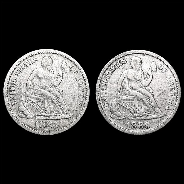 [2] Seated Lib Dimes [1883, 1889] CLOSELY UNCIRCUL