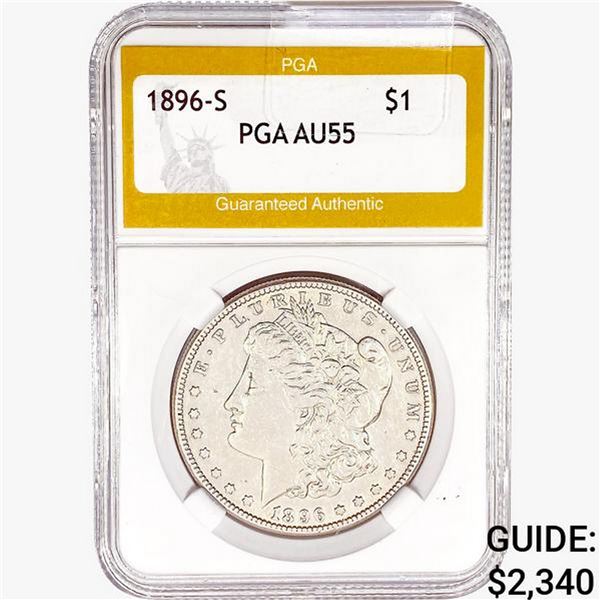1896-S Morgan Silver Dollar PGA AU55