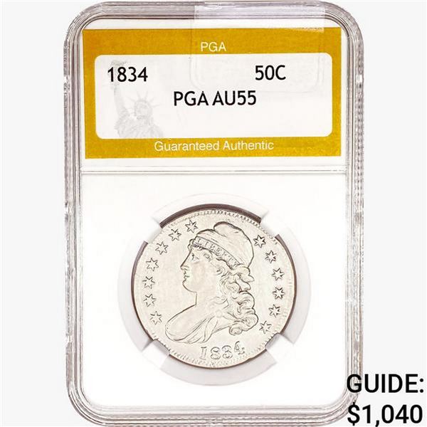 1834 Capped Bust Half Dollar PGA AU55