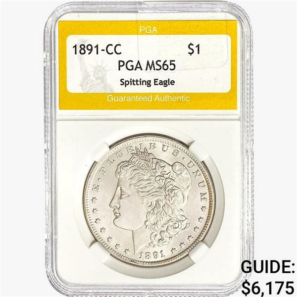 1891-CC Morgan Silver Dollar PGA MS65 Spit. Eagle