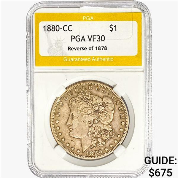 1880-CC Morgan Silver Dollar PGA VF30 REV 78