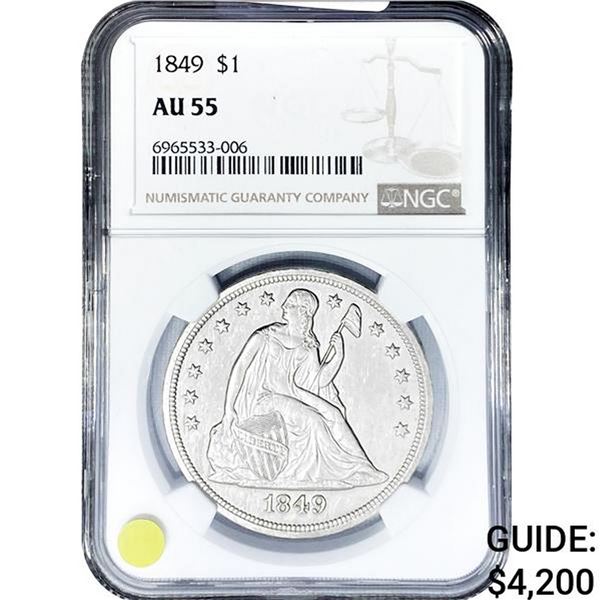 1849 Seated Liberty Dollar NGC AU55