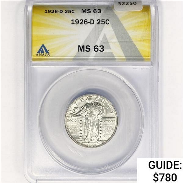 1926-D Standing Liberty Quarter ANACS MS63