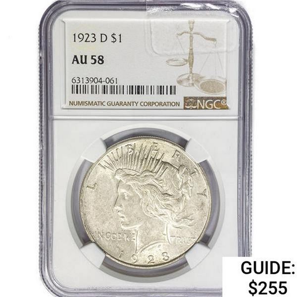 1923-D Silver Peace Dollar NGC AU58