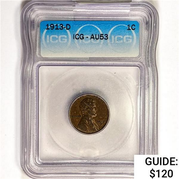 1913-D Wheat Cent ICG AU53