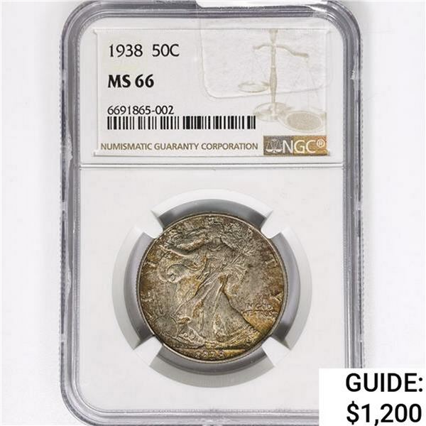 1938 Walking Liberty Half Dollar NGC MS66