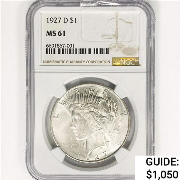 1927-D Silver Peace Dollar NGC MS61