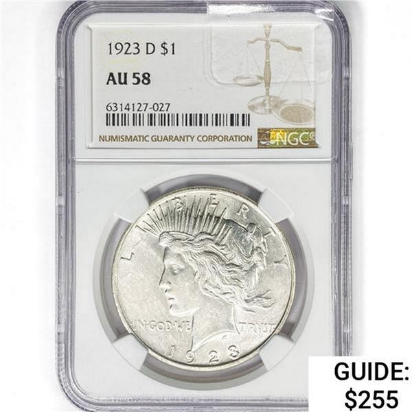 1923-D Silver Peace Dollar NGC AU58