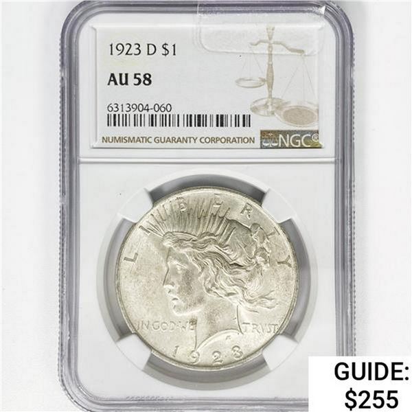 1923-D Silver Peace Dollar NGC AU58