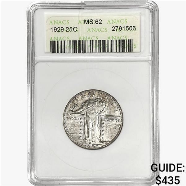 1929 Standing Liberty Quarter ANACS MS62