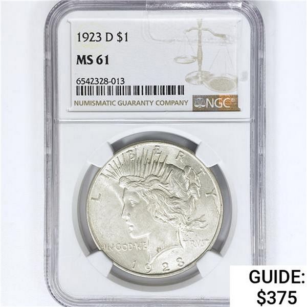 1923-D Silver Peace Dollar NGC MS61