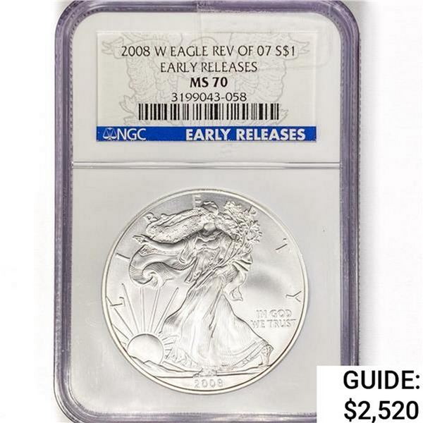 2008-W American Silver Eagle NGC MS70 REV 07