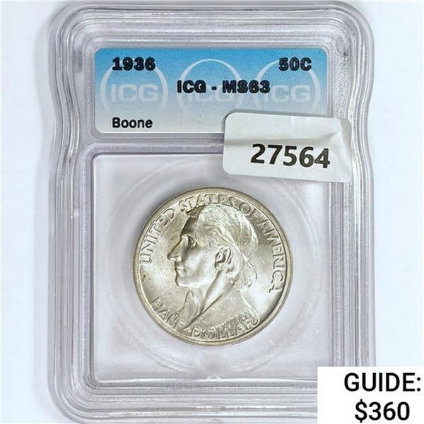 1936 Boone Half Dollar ICG MS63