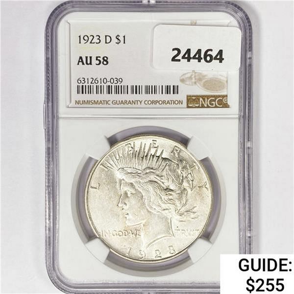 1923-D Silver Peace Dollar NGC AU58