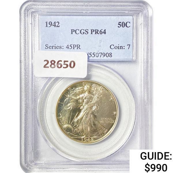 1942 Walking Liberty Half Dollar PCGS PR64