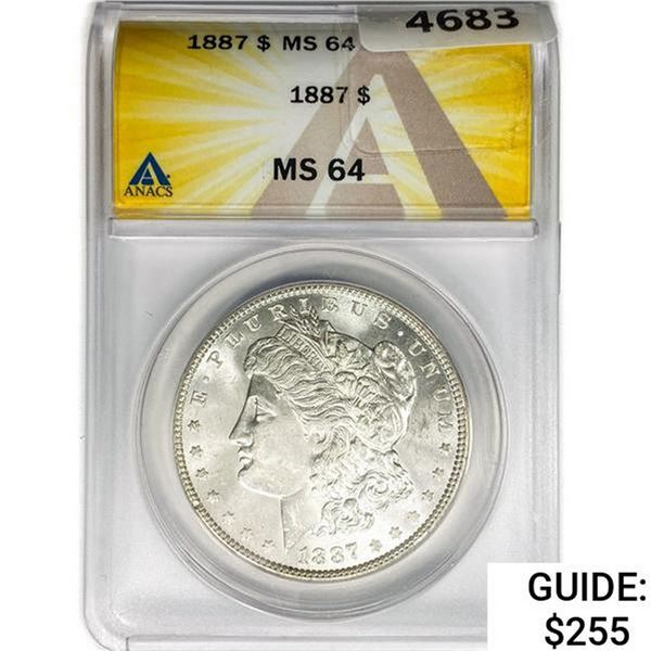1887 Morgan Silver Dollar ANACS MS64