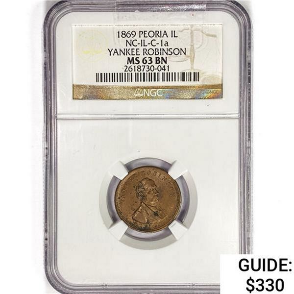 1869 IL Token NC-IL-C-1a NGC MS63 BN, Robinson