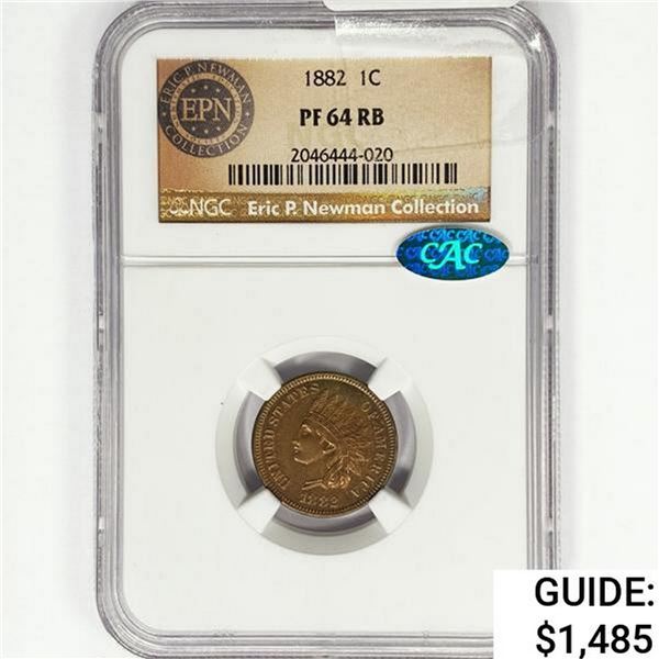 1882 CAC Indian Head Cent NGC PF64 RB Newman Coll.