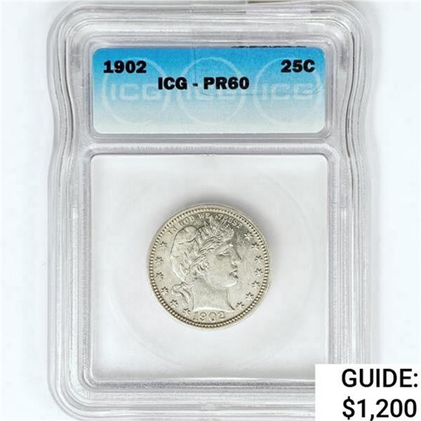 1902 Barber Quarter ICG PR60