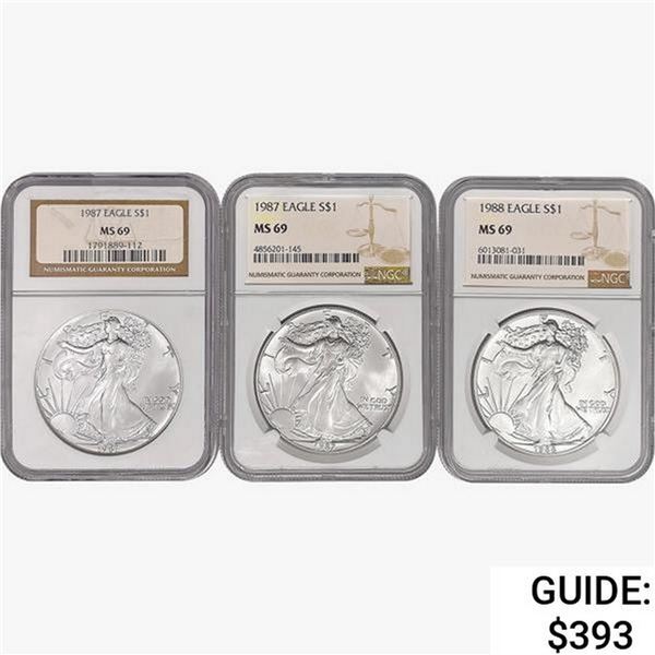 [3] 1987-1988 Silver Eagle NGC MS69