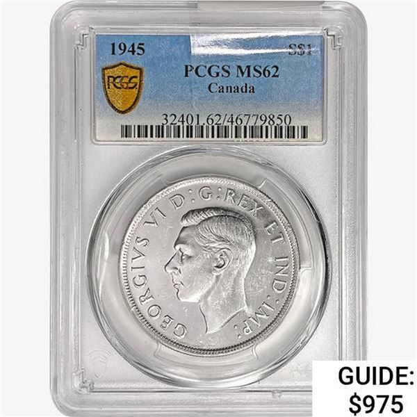 1945 Canada Silver Dollar PCGS MS62