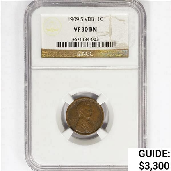 1909-S VDB Wheat Cent NGC VF30 BN