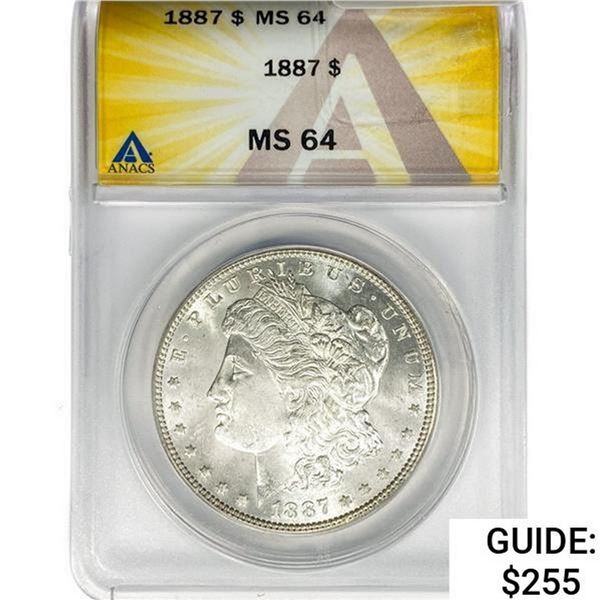 1887 Morgan Silver Dollar ANACS MS64