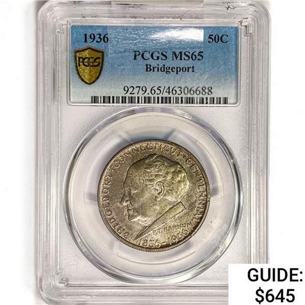 1936 Bridgeport Half Dollar PCGS MS65