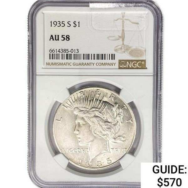 1935-S Silver Peace Dollar NGC AU58