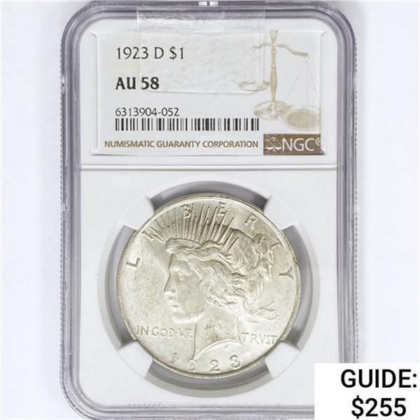 1923-D Silver Peace Dollar NGC AU58