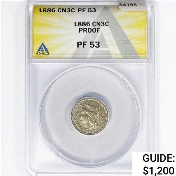 1886 Nickel Three Cent ANACS PF53