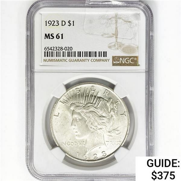 1923-D Silver Peace Dollar NGC MS61