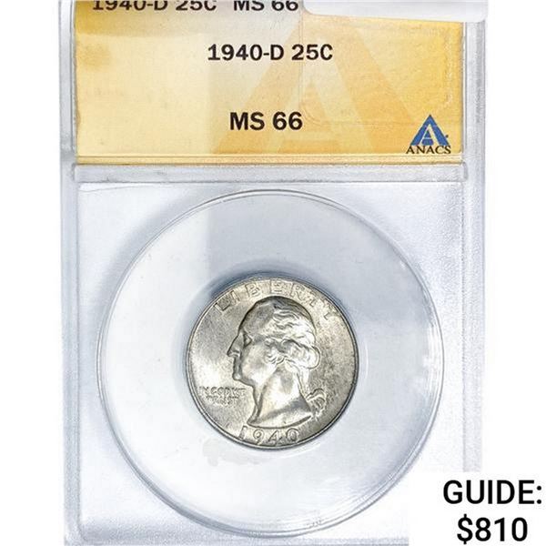 1940-D Walking Liberty Quarter ANACS MS66