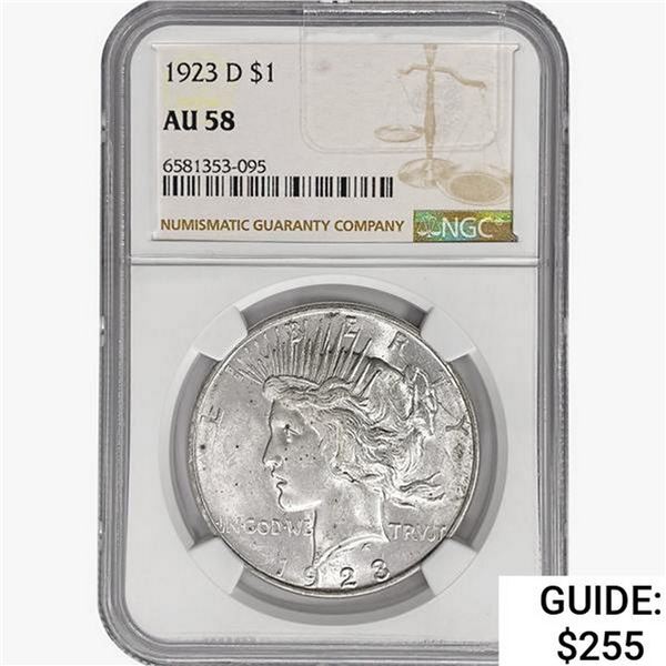 1923-D Silver Peace Dollar NGC AU58