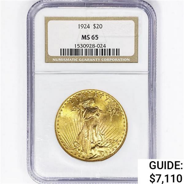1924 $20 Gold Double Eagle NGC MS65