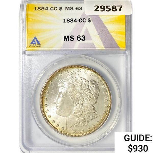 1884-CC Morgan Silver Dollar ANACS MS63