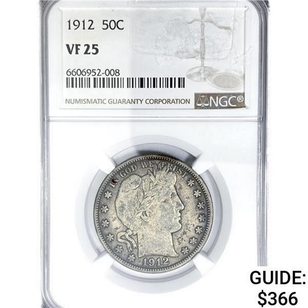 1912 Barber Half Dollar NGC VF25
